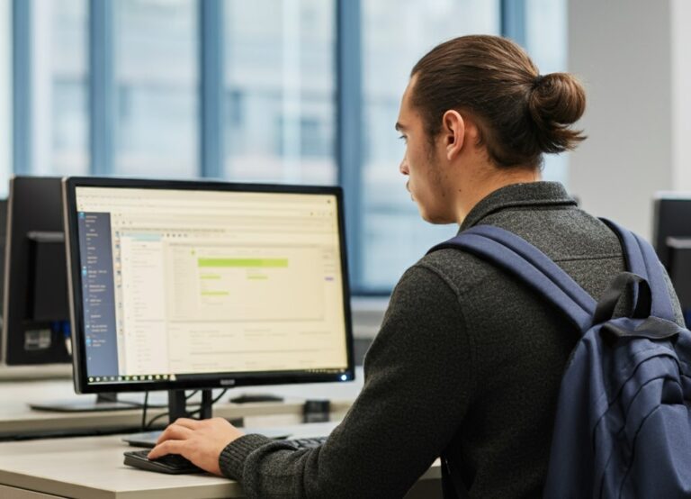 a student using computer