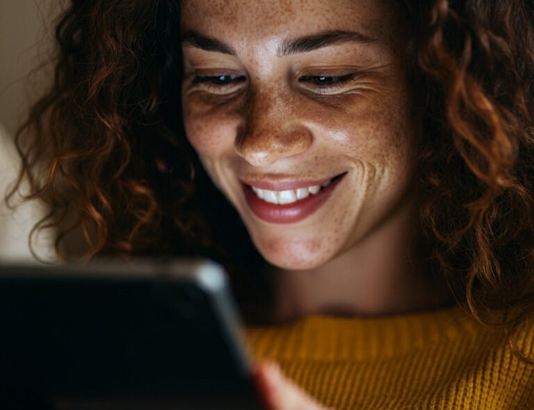 a woman reading e-books