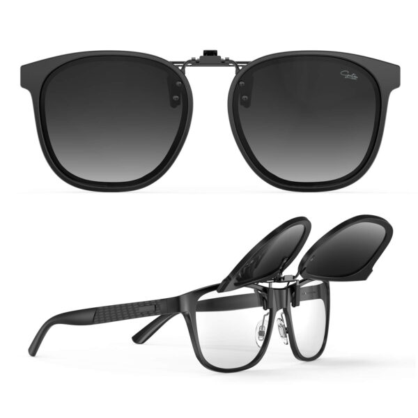 Goiteia9910 Black-Grey Oversized Clip on Sunglasses