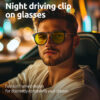 Model Displaying Black Frame Night Driving Clip on Glasses