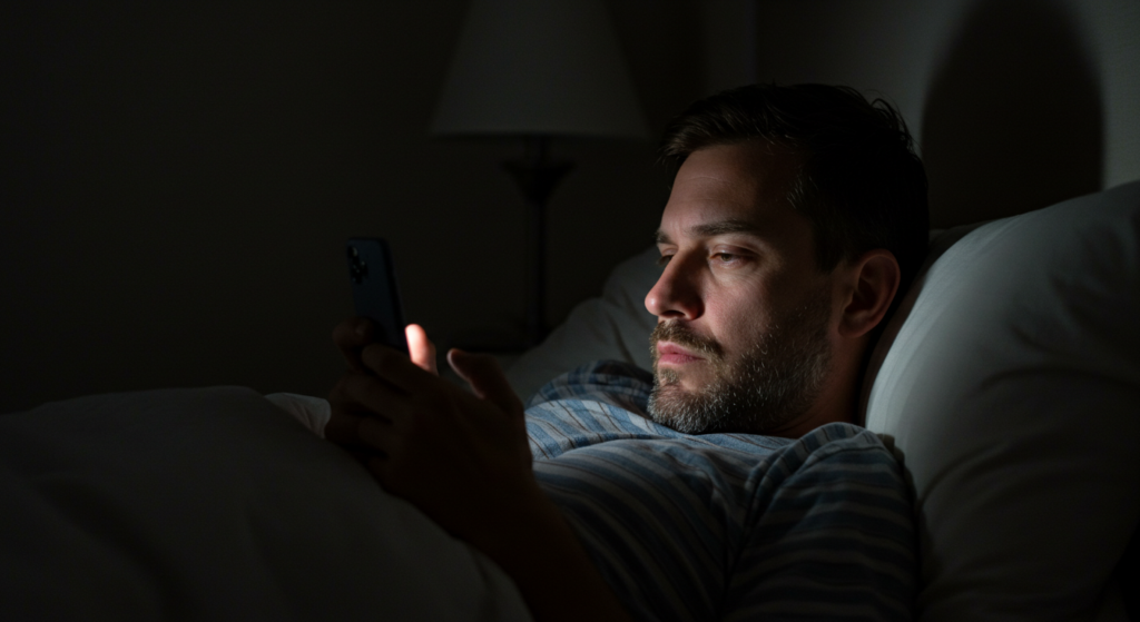 Watching the phone before going to bed