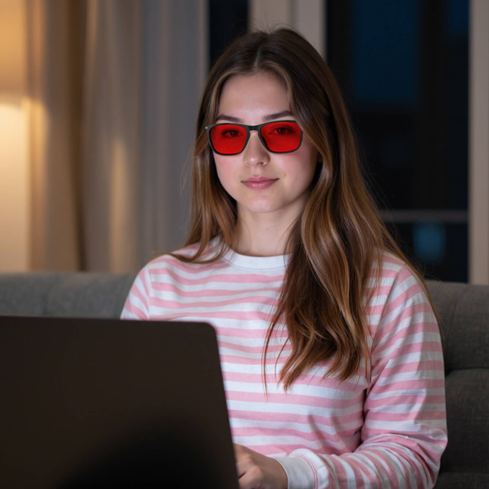 G3067 Red Lens Blue Light Glasses (Model)