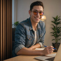 G3091 Orange Lens Blue Light Glasses (Model) G3091 Orange Lens Blue Light Glasses (Model)