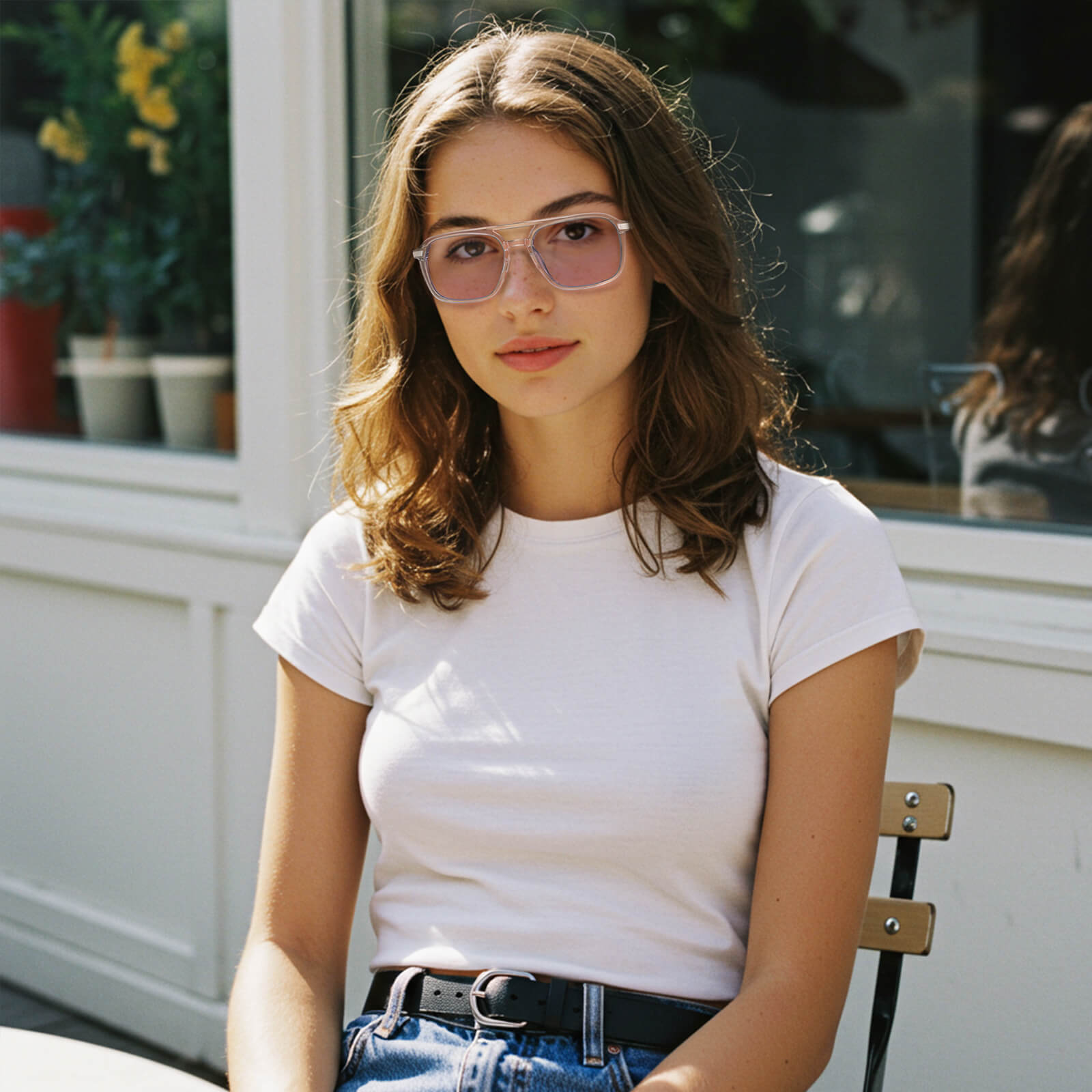 G3093 Light Purple Lens Blue Light Glasses (Model)