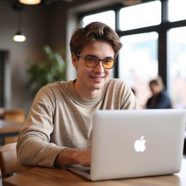 G3095 Orange Lens Blue Light Reading Glasses (Model)