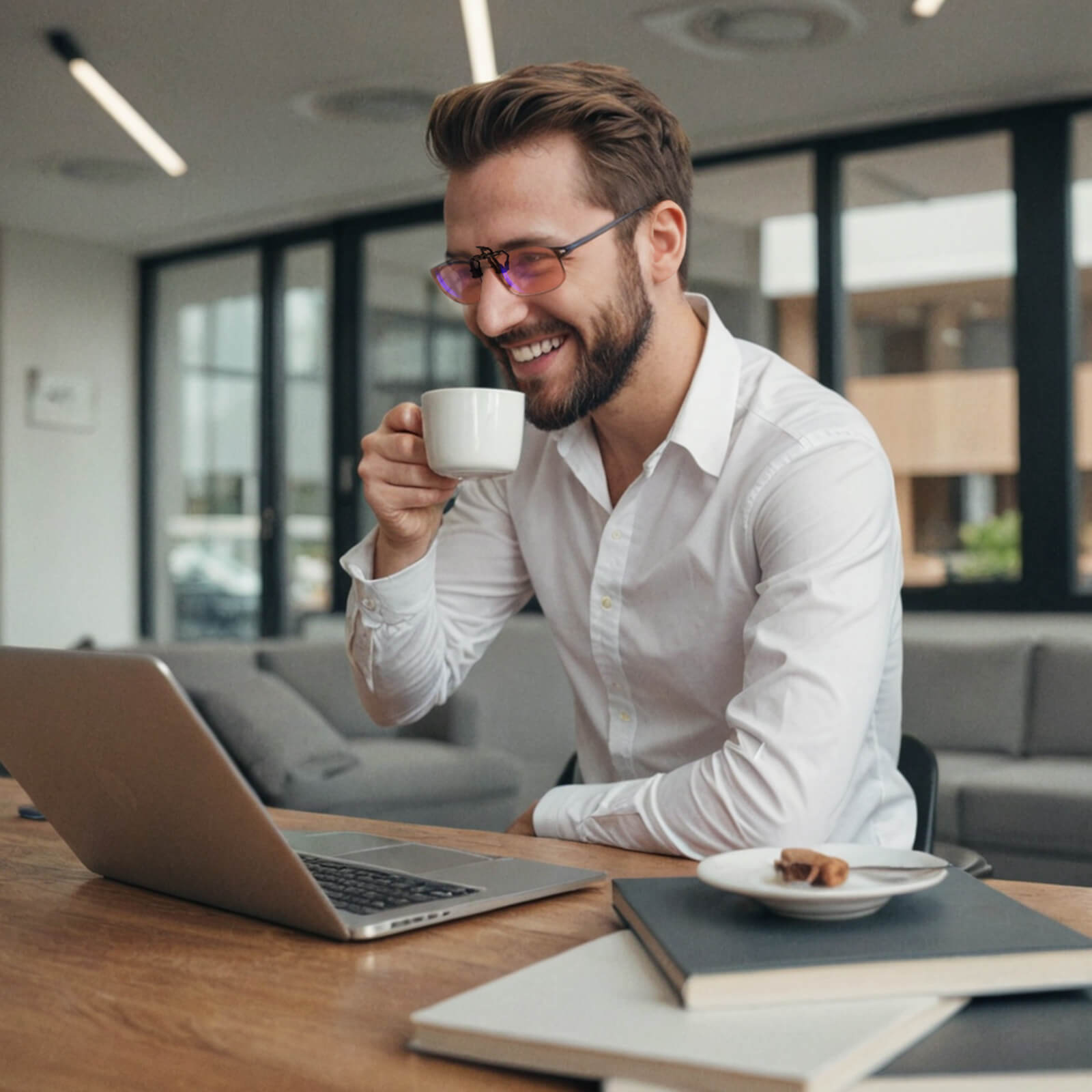 G962 FL-41 Migraine Blue Light Clip On Model Displaying (Medium)