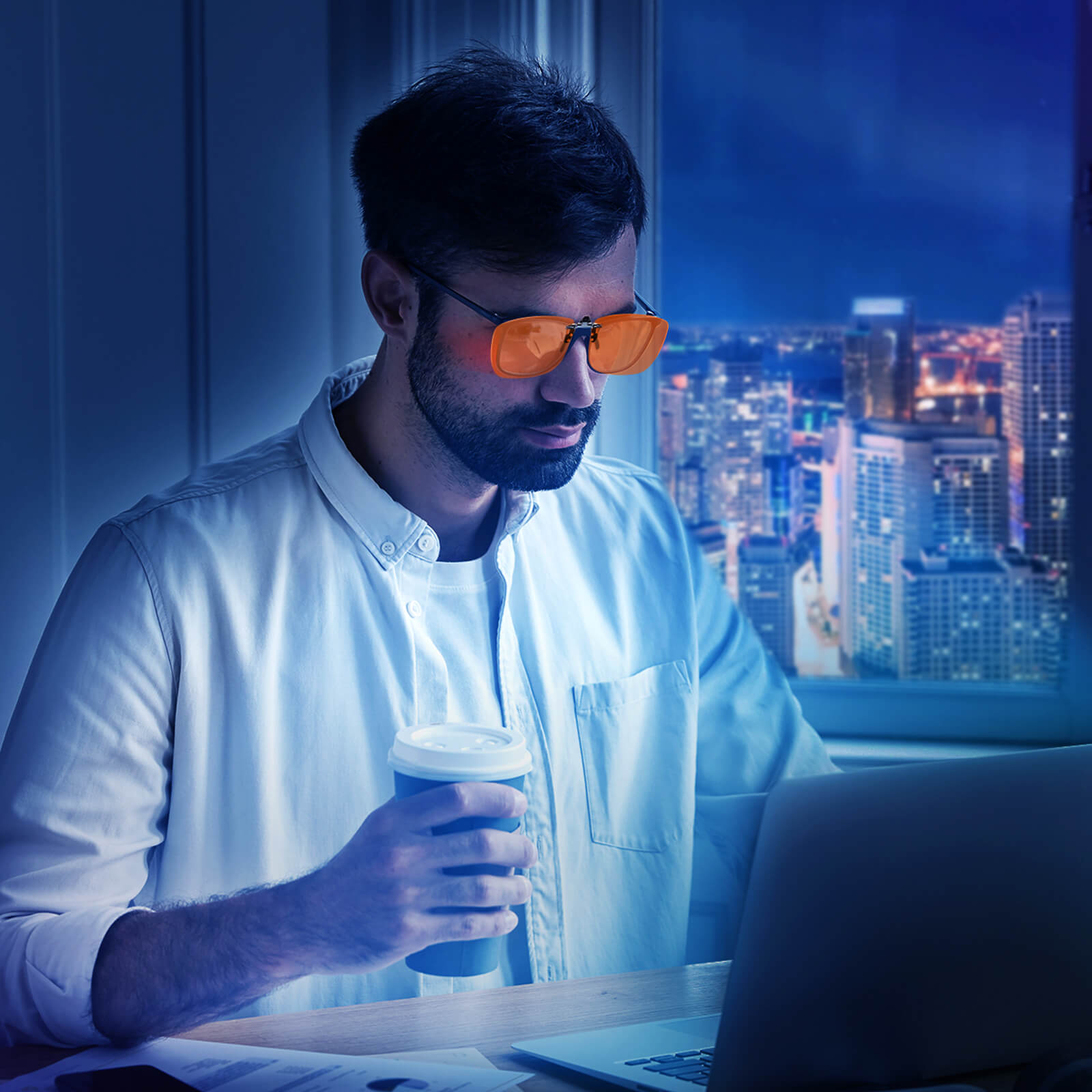 G982 Orange Lens Blue Light Filp-up Clip-on (Model)