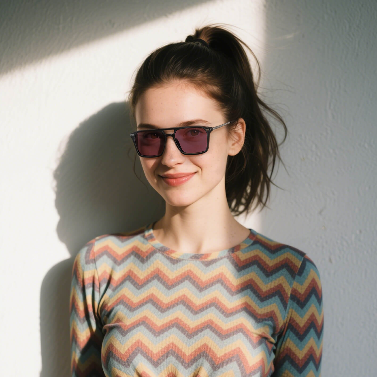 G3092 FL-41 Photochromic Rose Lens Migraine Glasses - Black Frame - Model