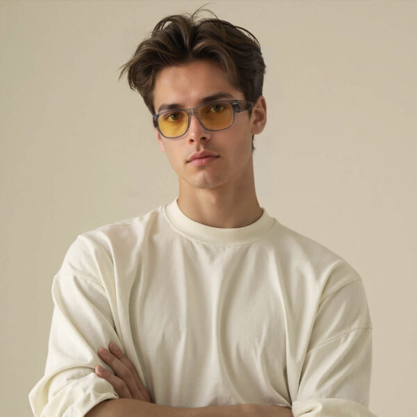 Goiteia3096 Grey Crystal Frame Night Driving Fitover Glasses - Model