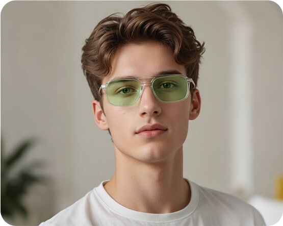 model-green-lens