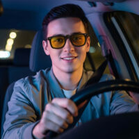 G9913 NightGuard Flip Up Clip on Night Driving Glasses-Black Frame(Model)