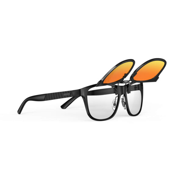 G9915 NightGuard Flip Up Clip on Night Driving Glasses-Black Frame Orange-Yellow Lens(Onglass)