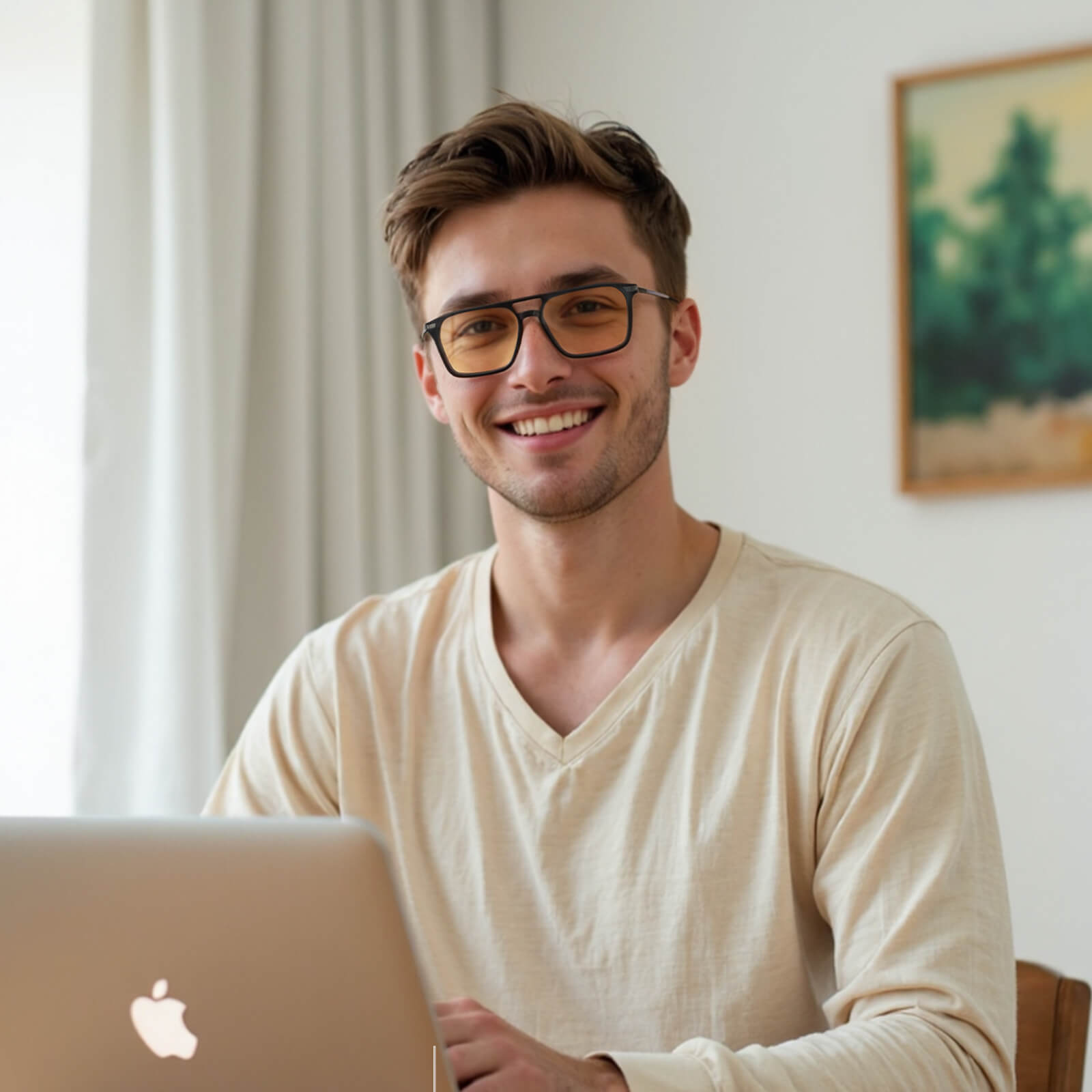 G3091-AmberEase Square Amber Screen Glasses(Model)