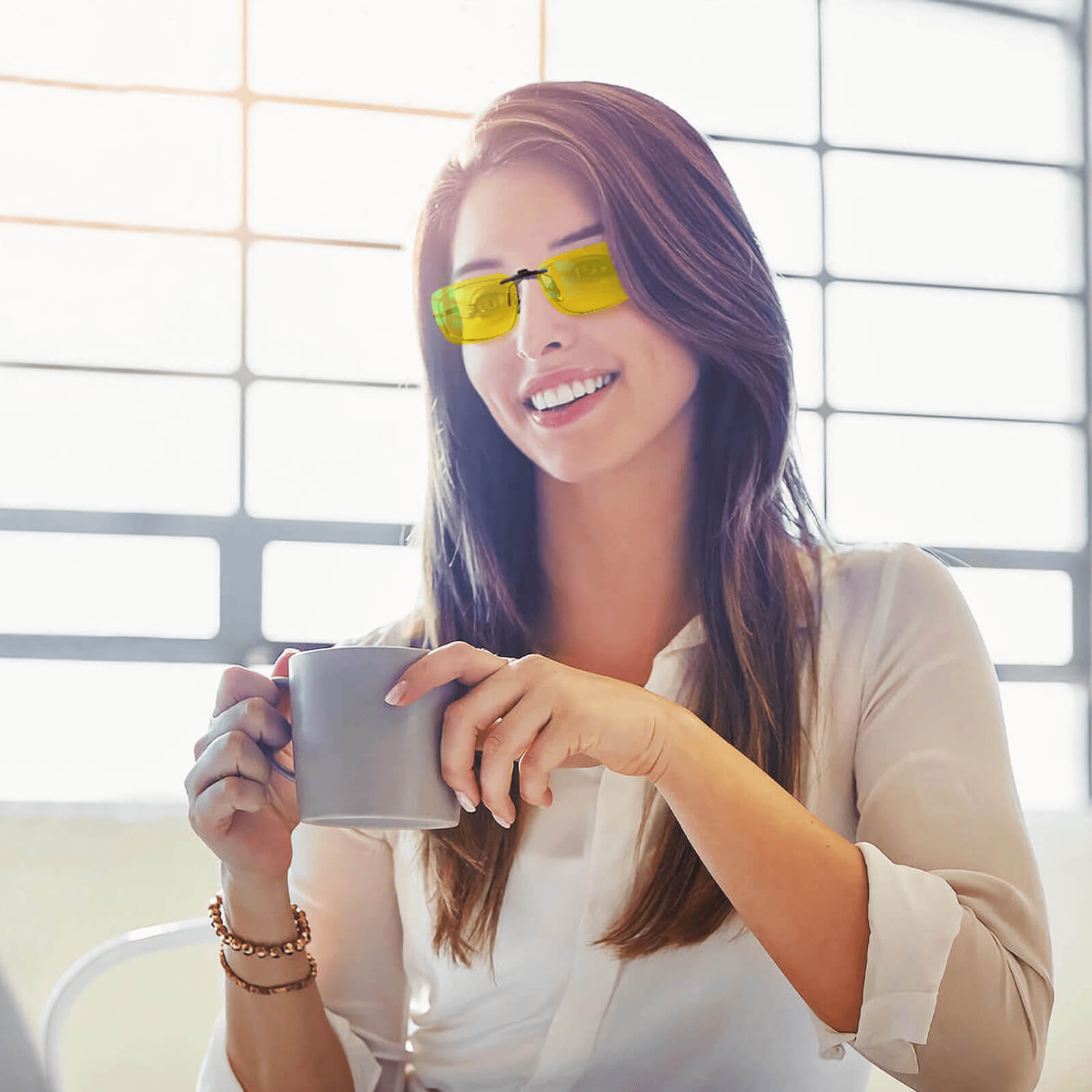 G981-YellowEase Yellow Blue Light Clip On Glasses(Middle)