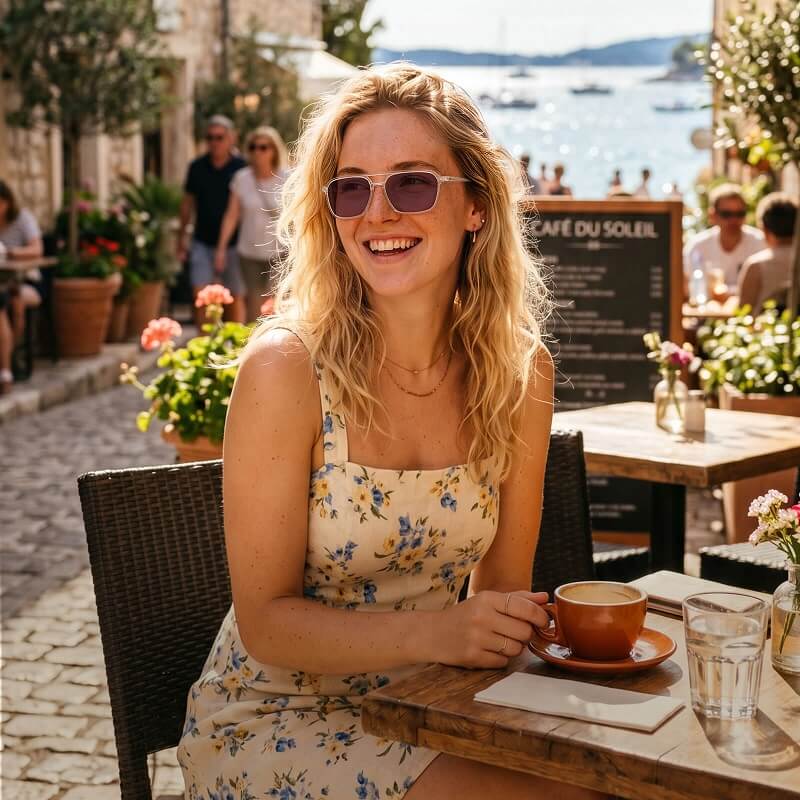 G3093-RoseEase FL-Rose Photochromic Migraine Glasses(Outdoor)