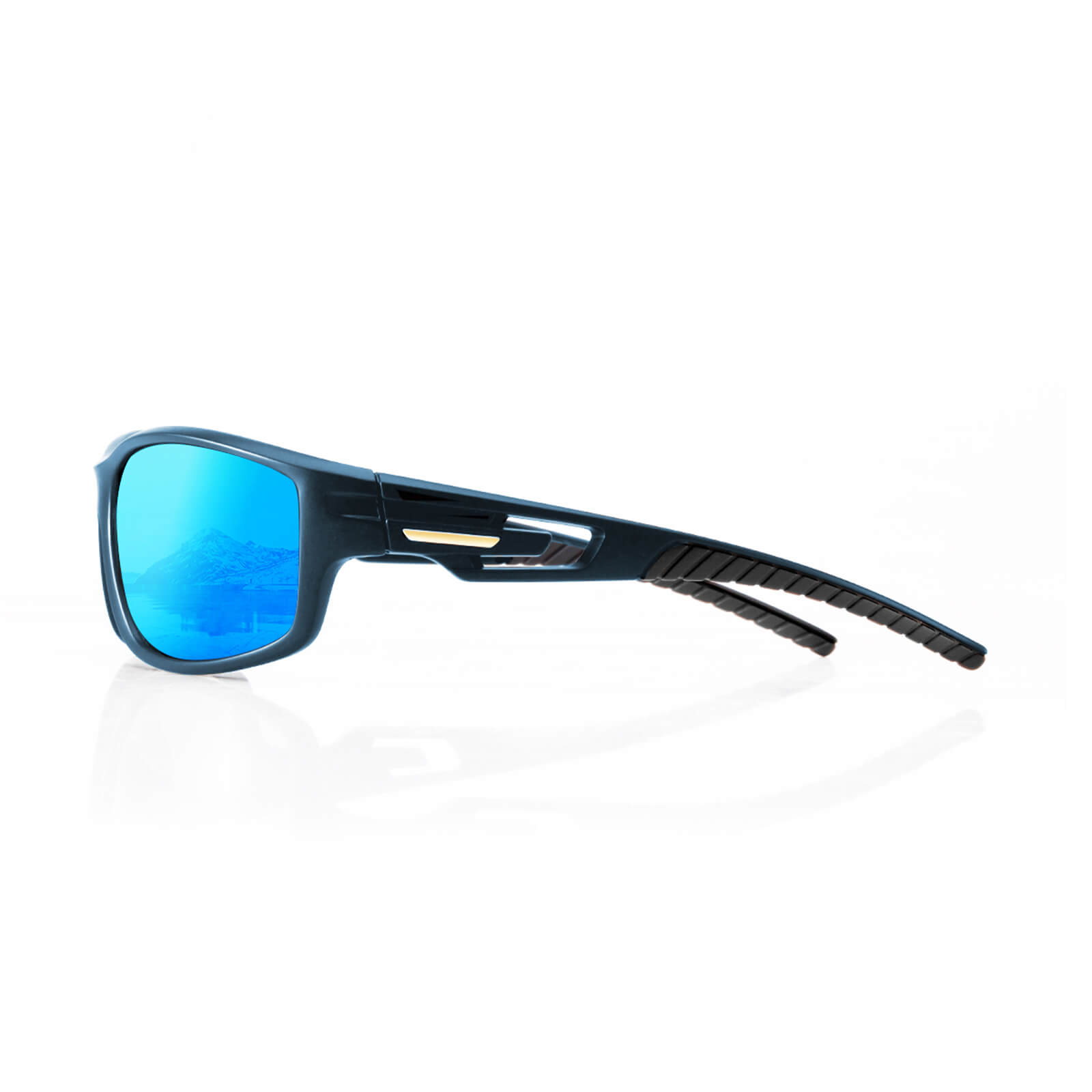 G900-Wrap Around Polarized Cycling Sunglasses with Ice Blue Lens(Side)