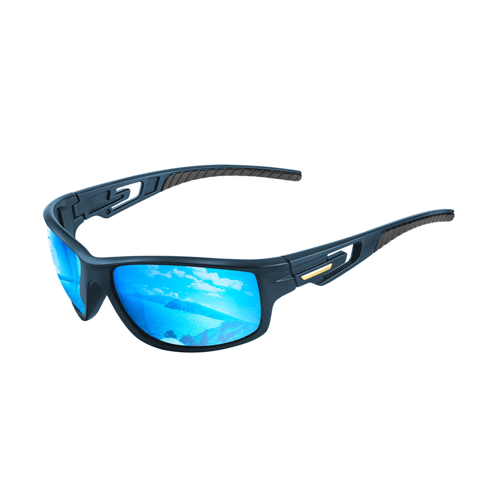 G900-Wrap Around Polarized Cycling Sunglasses with Ice Blue Lens(Side)