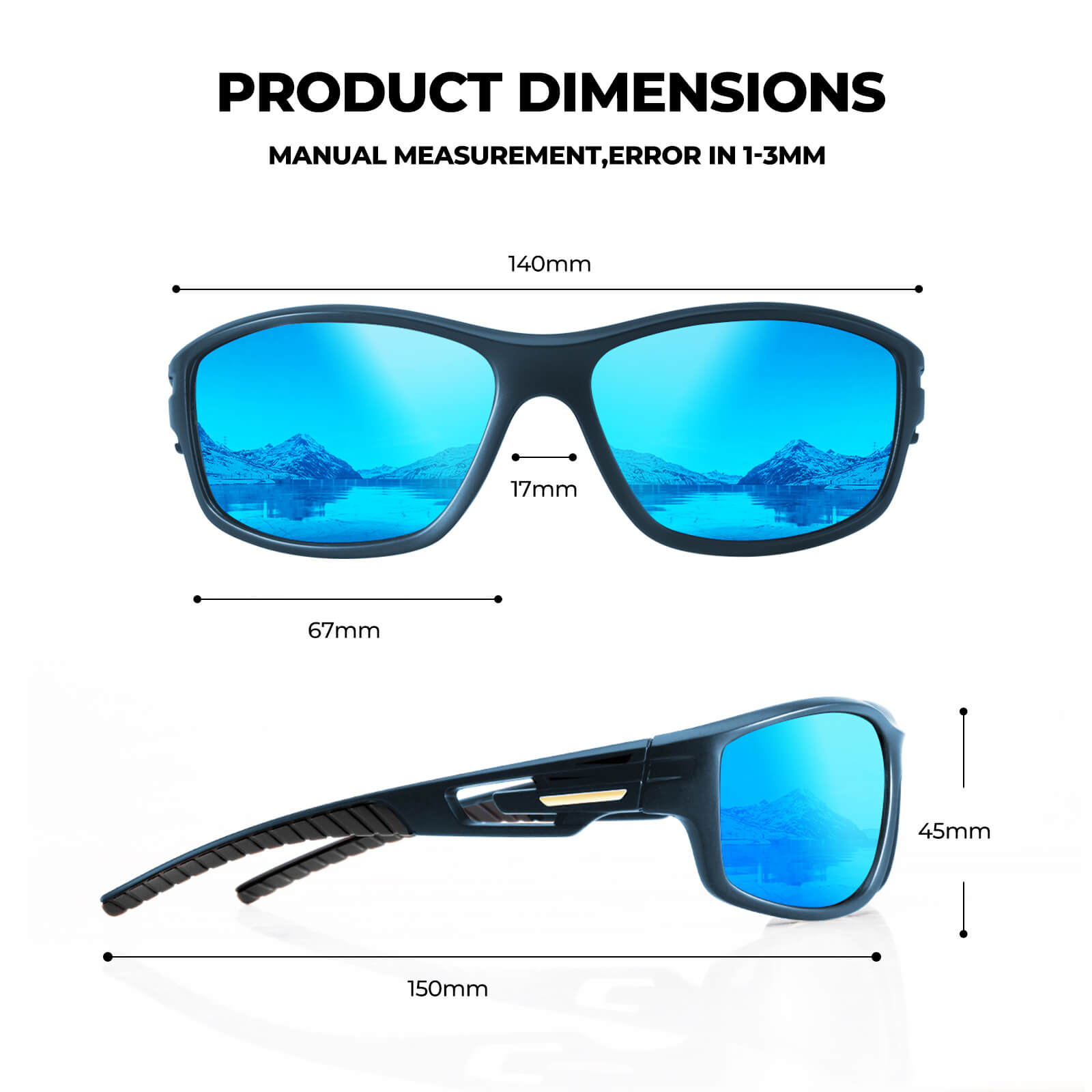 G900-Wrap Around Polarized Cycling Sunglasses with Ice Blue Lens(Size)