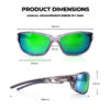 G900-Wrap Around Polarized Cycling Sunglasses with Green Mirrored Lens, Lightweight TR90 Frame(Size)