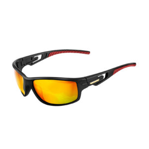 G900-Wrap Around Polarized Cycling Sunglasses with Orange Mirrored Lens(Side)