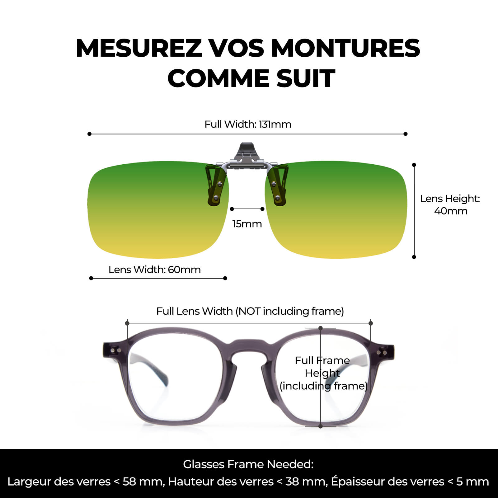 G994-DriveGuard Clip on Day Night Driving Glasses(Middle Size)