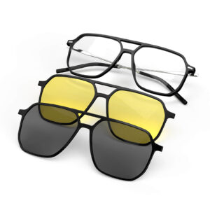 Magnetic Clip On Glasses Yellow & Grey Lens Magnetic Clip On Glasses Yellow & Grey Lens