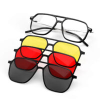 Magnetic Clip On Glasses Yellow, Red & Grey Lens