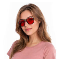 Magnetic Clip On Glasses Red Lens - Model
